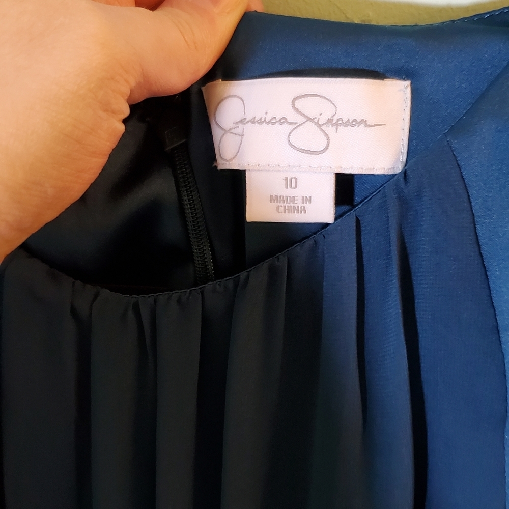 👗 Jessica Simpson Blue Fit & Flare Cocktail Dress Sz 10 ~ Romantic Whimsical - Picture 11 of 11